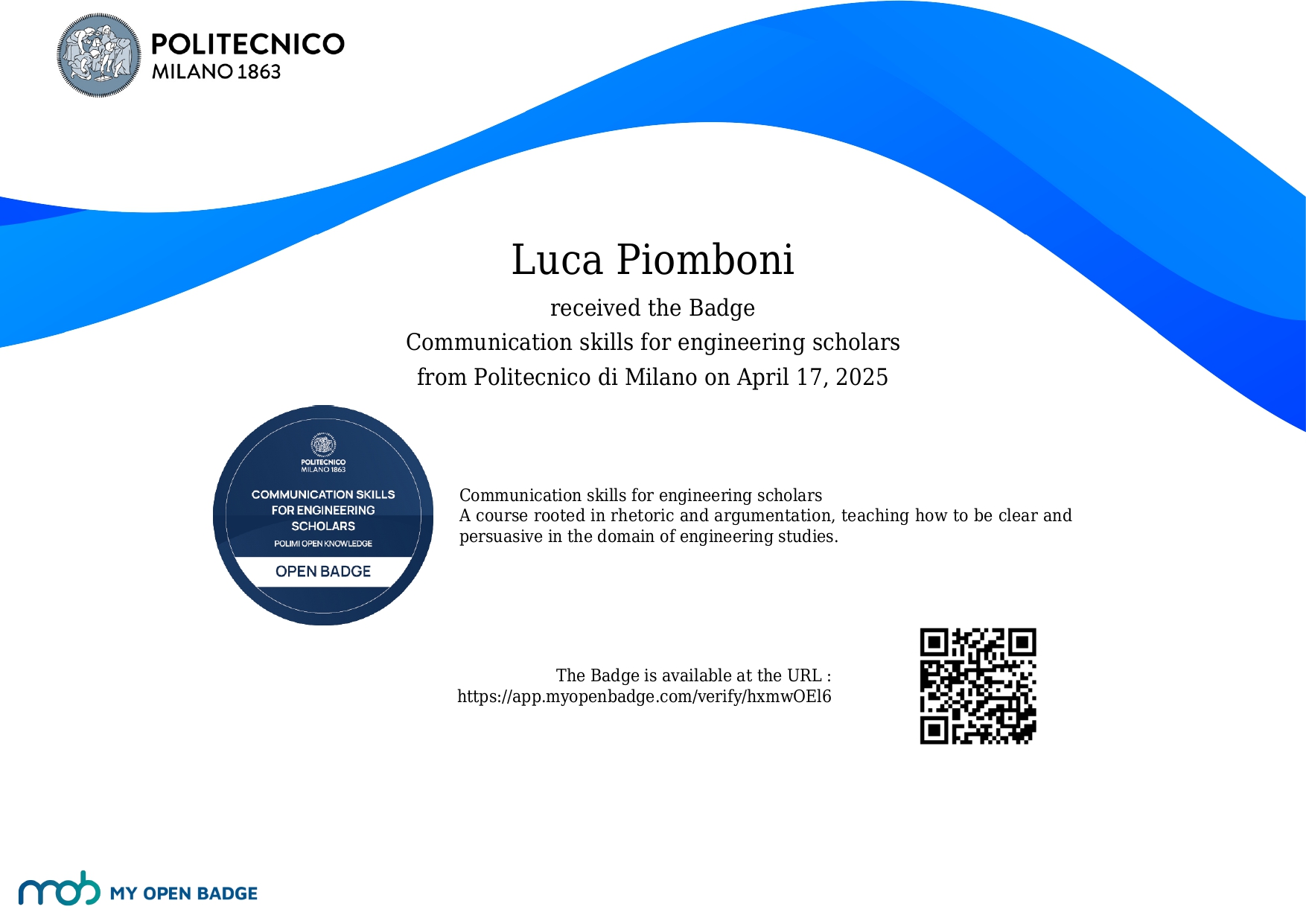 Communication Certificate